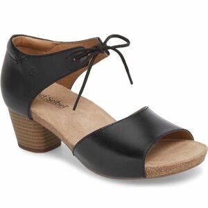 Josef Seibel Black Sandals with‎ Ankle Strap and Wedge Heel